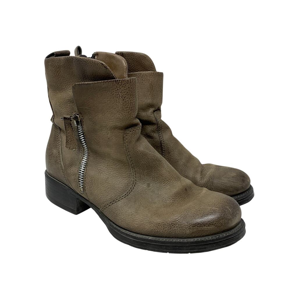 Miz Mooz Nimble Ankle Boot Womens Size 38 US Size 7.5-8 Brown Gray Leather
